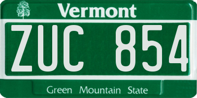VT license plate ZUC854
