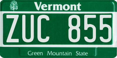 VT license plate ZUC855