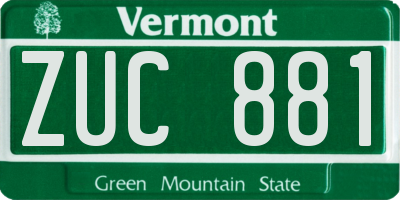 VT license plate ZUC881