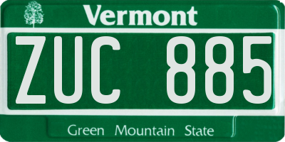 VT license plate ZUC885
