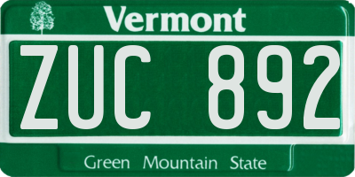 VT license plate ZUC892