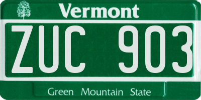 VT license plate ZUC903