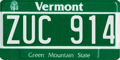 VT license plate ZUC914