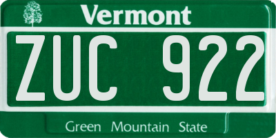 VT license plate ZUC922