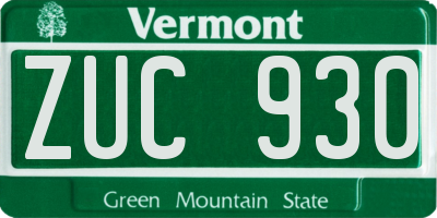 VT license plate ZUC930