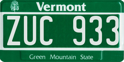 VT license plate ZUC933
