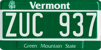 VT license plate ZUC937