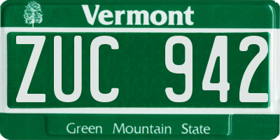 VT license plate ZUC942