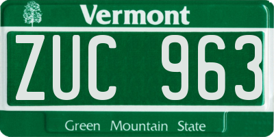 VT license plate ZUC963