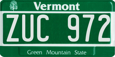 VT license plate ZUC972