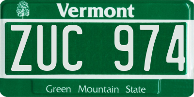 VT license plate ZUC974
