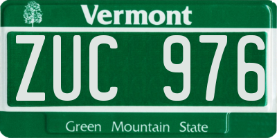 VT license plate ZUC976