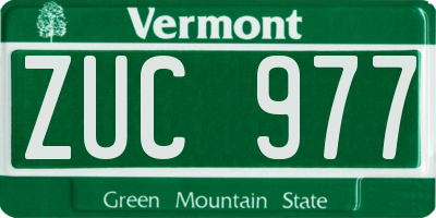 VT license plate ZUC977
