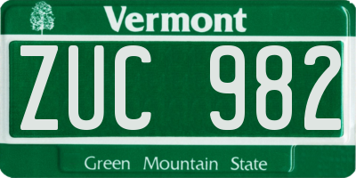VT license plate ZUC982