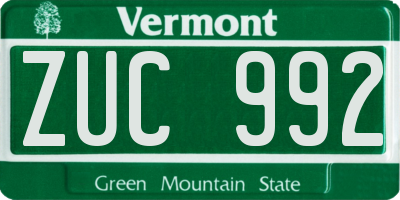 VT license plate ZUC992