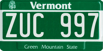 VT license plate ZUC997