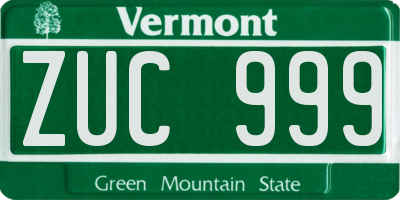 VT license plate ZUC999