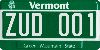 VT license plate ZUD001