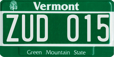 VT license plate ZUD015