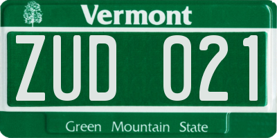 VT license plate ZUD021