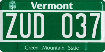 VT license plate ZUD037
