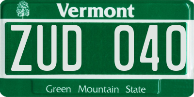 VT license plate ZUD040