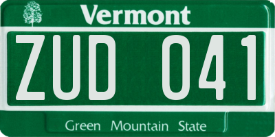 VT license plate ZUD041