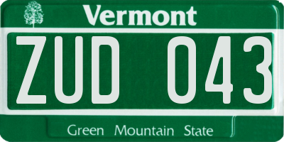 VT license plate ZUD043