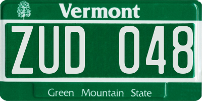 VT license plate ZUD048