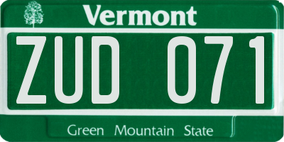 VT license plate ZUD071
