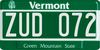 VT license plate ZUD072