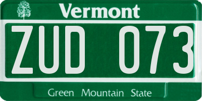 VT license plate ZUD073