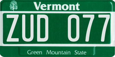 VT license plate ZUD077