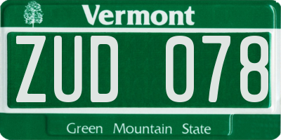 VT license plate ZUD078