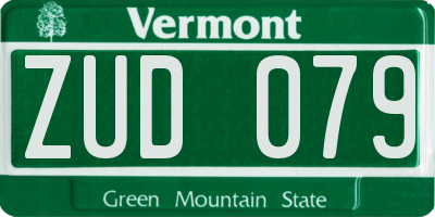VT license plate ZUD079