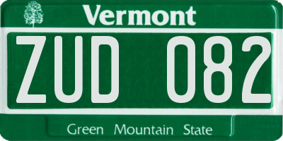 VT license plate ZUD082
