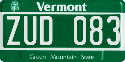 VT license plate ZUD083