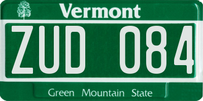 VT license plate ZUD084