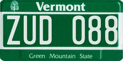 VT license plate ZUD088