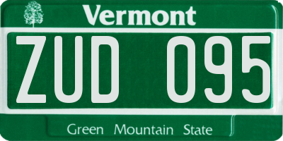 VT license plate ZUD095
