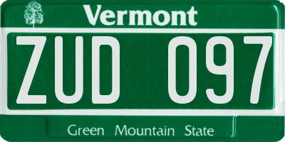VT license plate ZUD097