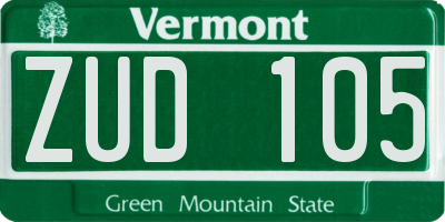 VT license plate ZUD105