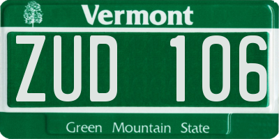 VT license plate ZUD106