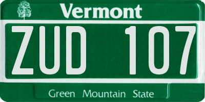 VT license plate ZUD107