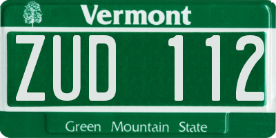 VT license plate ZUD112