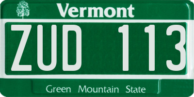 VT license plate ZUD113