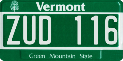 VT license plate ZUD116
