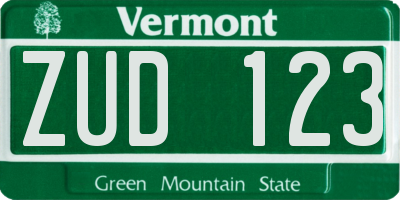 VT license plate ZUD123