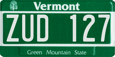 VT license plate ZUD127