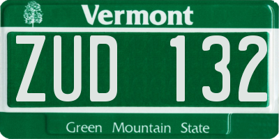 VT license plate ZUD132